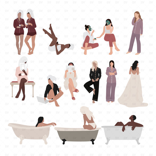 flat vector women at home