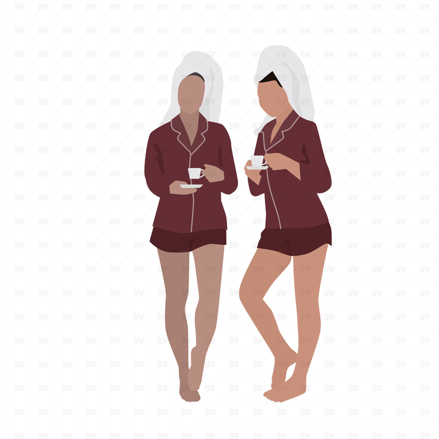 flat vector women pajamas