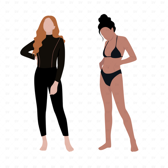 Flat Vector Women in Swimsuit