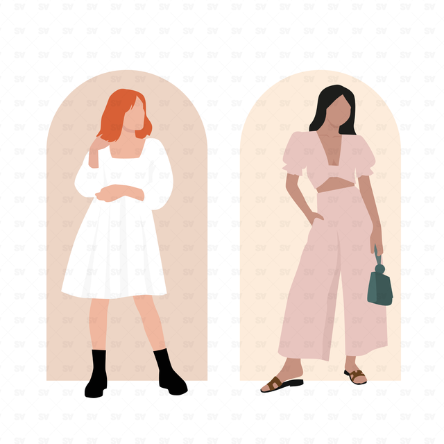 Flat Vector Summertime Women