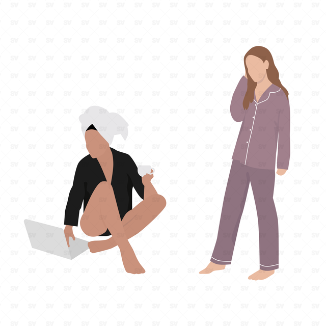 flat vector women at home
