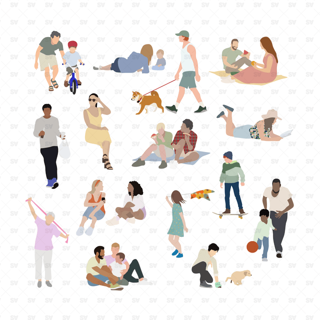flat vector people in the park