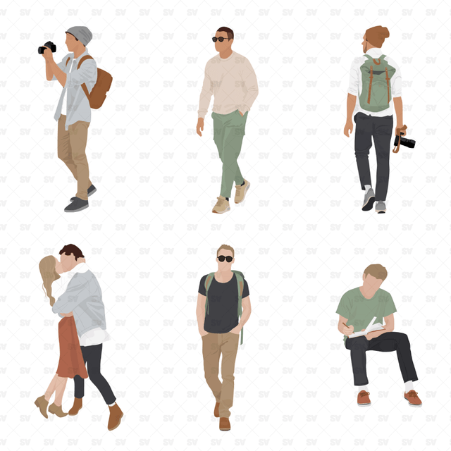 vector flat men pastel colors