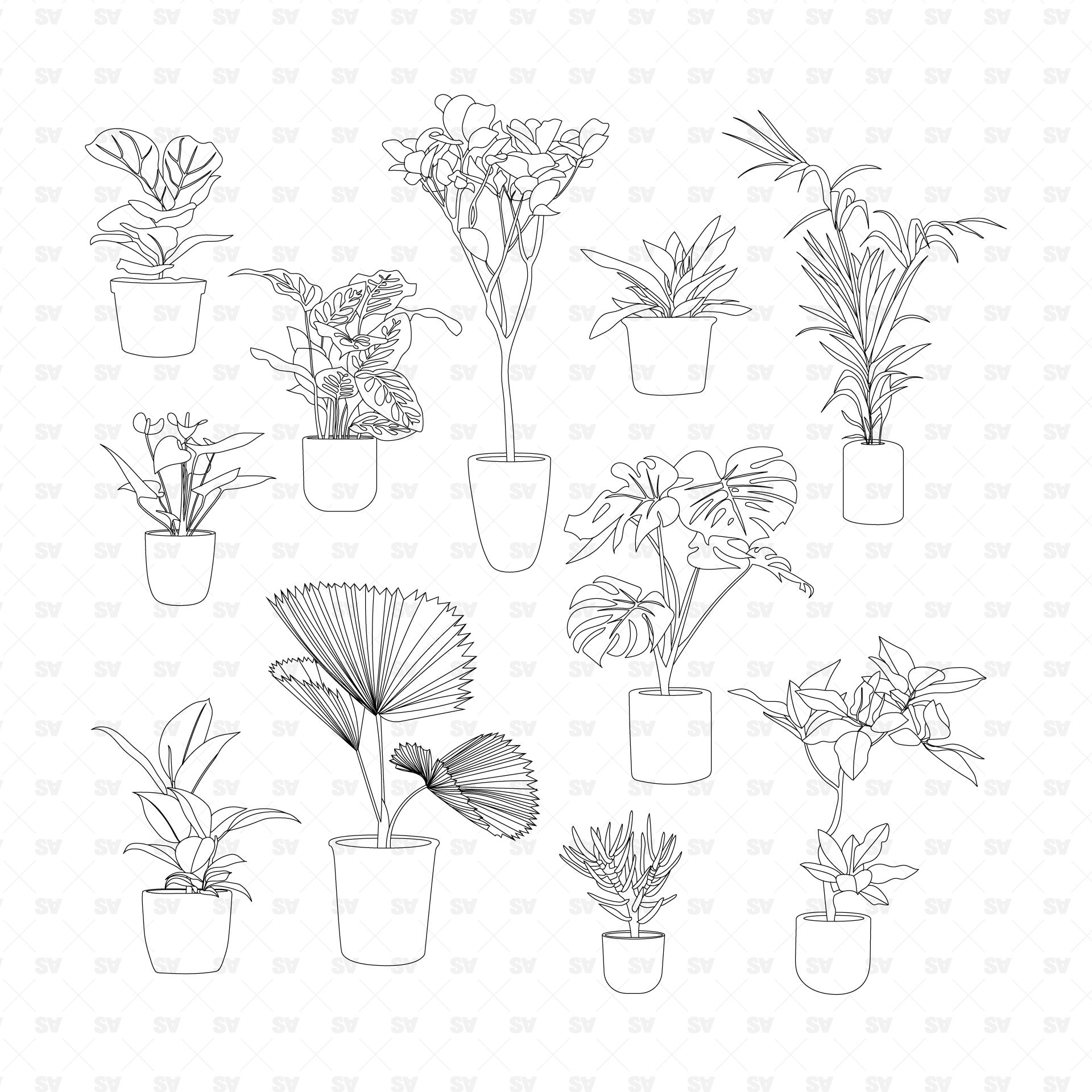 potted plant floor plan Vector Potted Plants | AI PNG Download