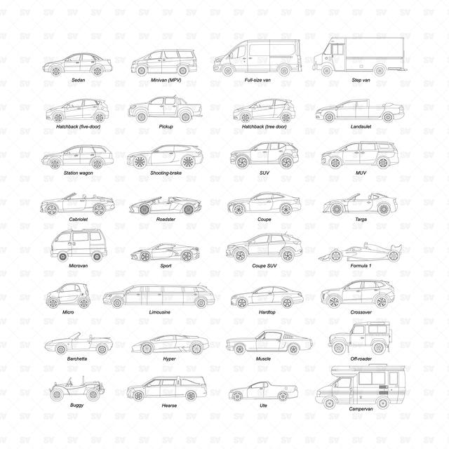 CAD & Vector Vehicles Types Side View