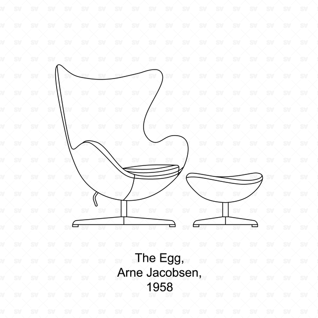 CAD & Vector Modernist, Mid Century Chairs Set