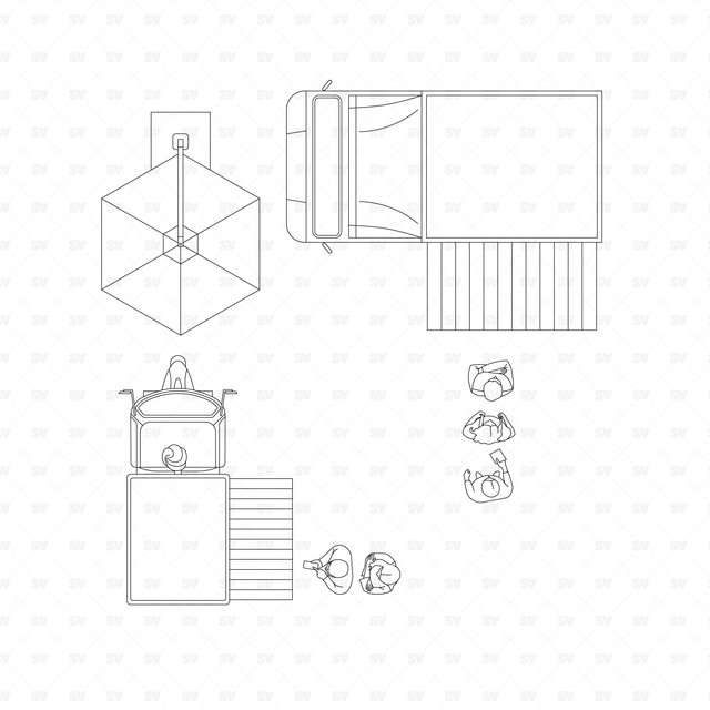 CAD & Vector Food Trucks Mega-Pack (Side, front, top views)