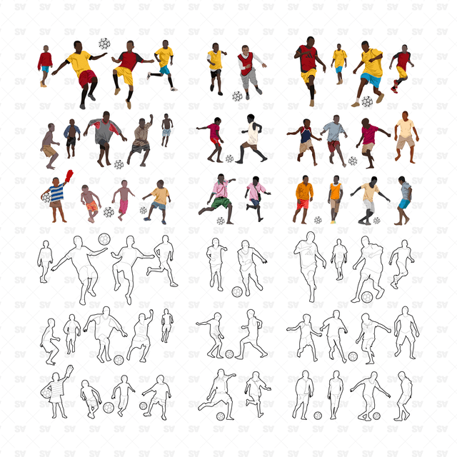 vector kids playing football
