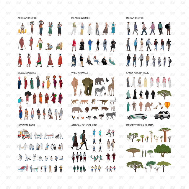 vector indian people