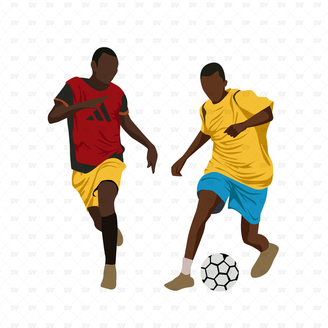 vector african kids playing football