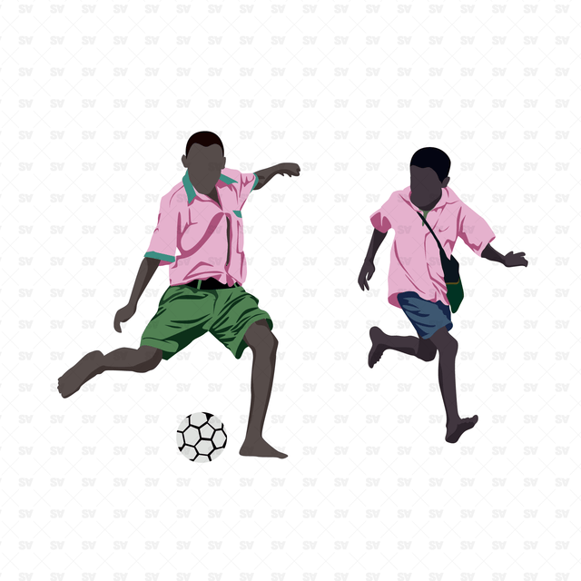 vector african kids playing football