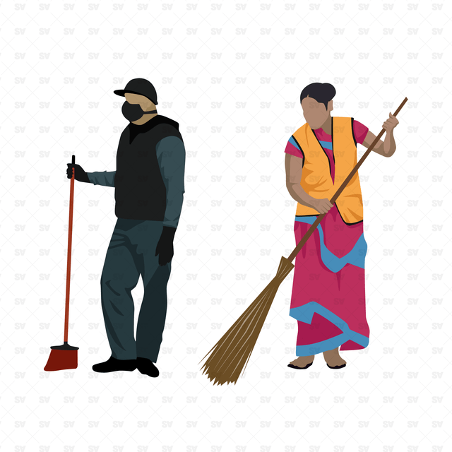 vector cleaning people