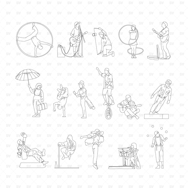 Street Performers vector cad