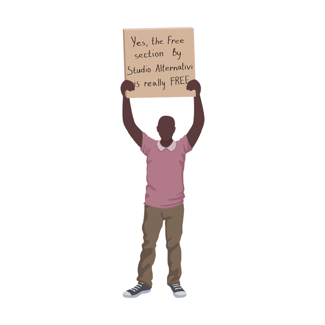 Flat Vector Guy With a Sign (Free)