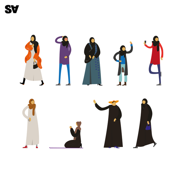 vector arab muslim women
