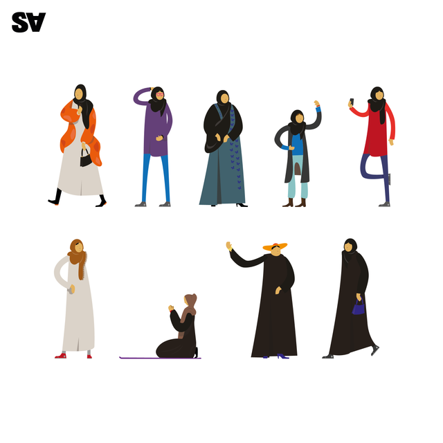 vector arab muslim women 
