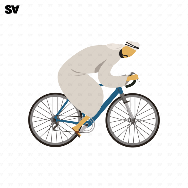 vector muslim man on a bicycle