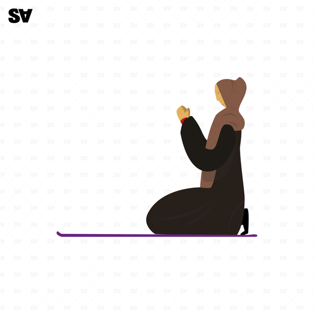 vector muslim woman praying