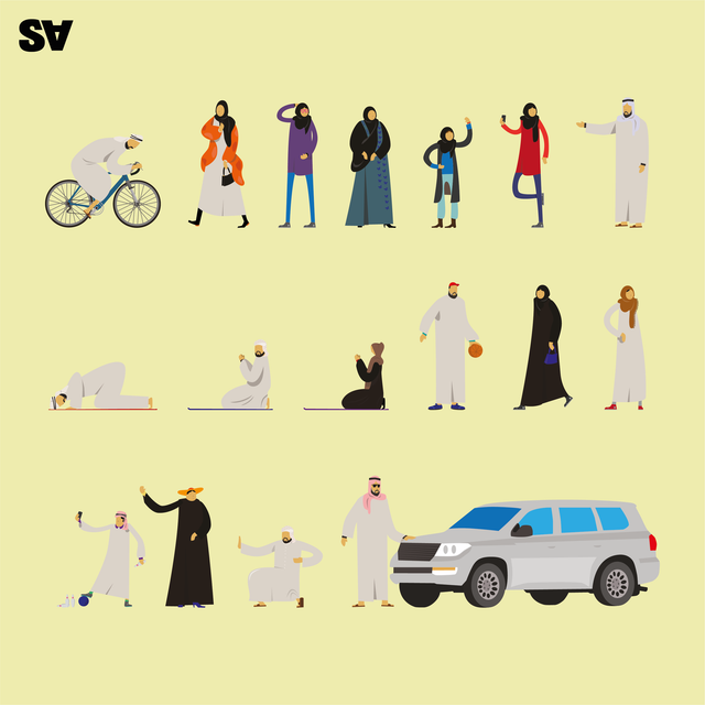vector arab muslim people