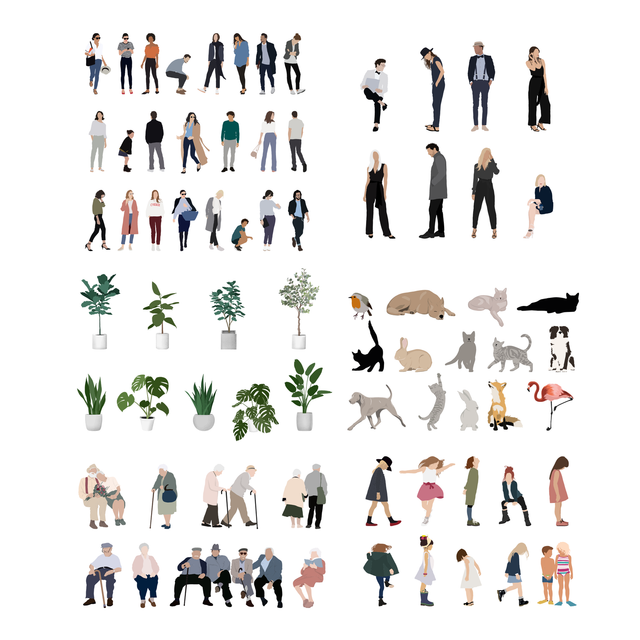 Mega Mixed Pack: People, Animals and Plants-Vectors-Studio Alternativi