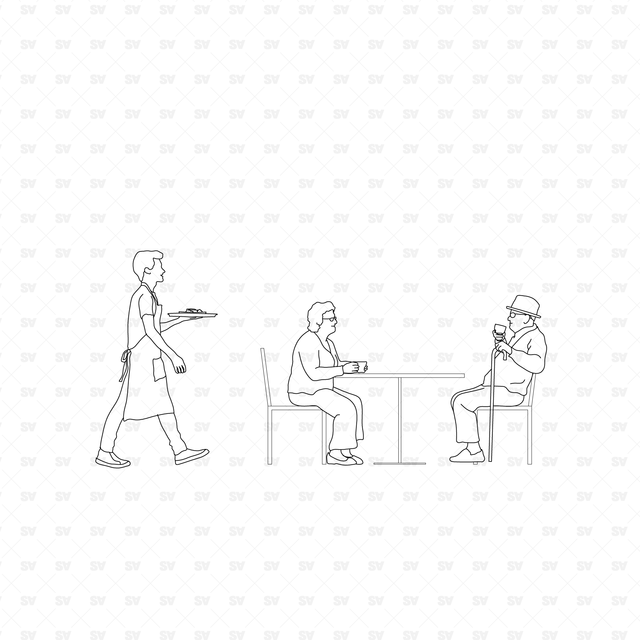 People at the Cafe Restaurant cad