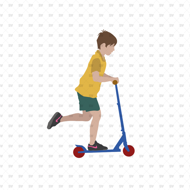 flat vector boy on a scooter 