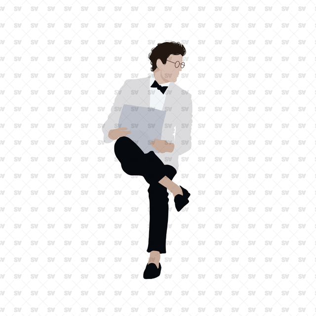 flat vector guy sitting