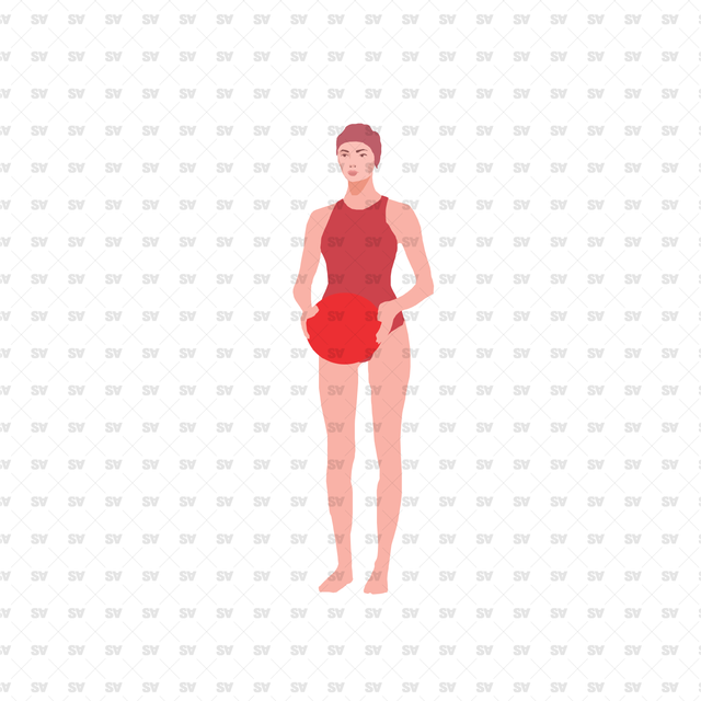 flat vector girl swimming
