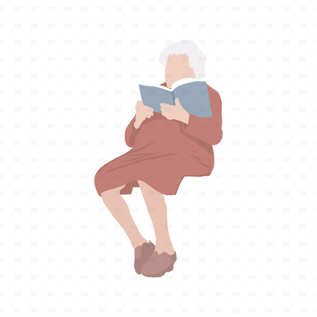 flat vector old grandma
