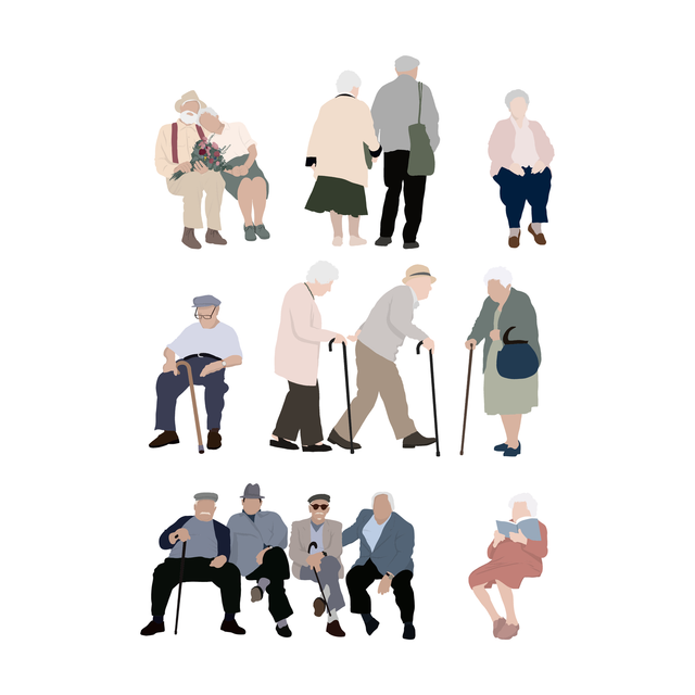 flat vector people elderly