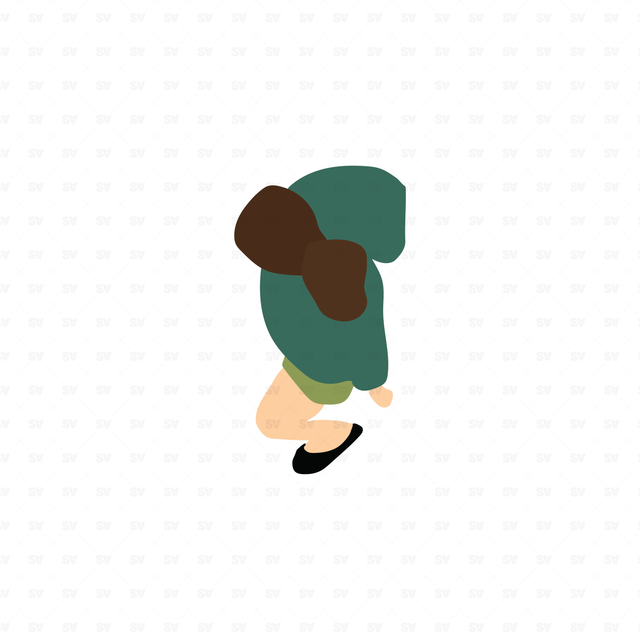 flat vector woman from top 