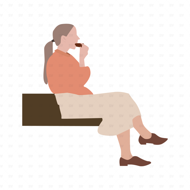 flat vector woman sitting
