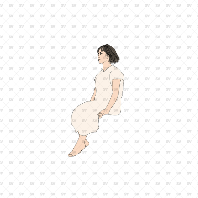 flat vector girl sitting