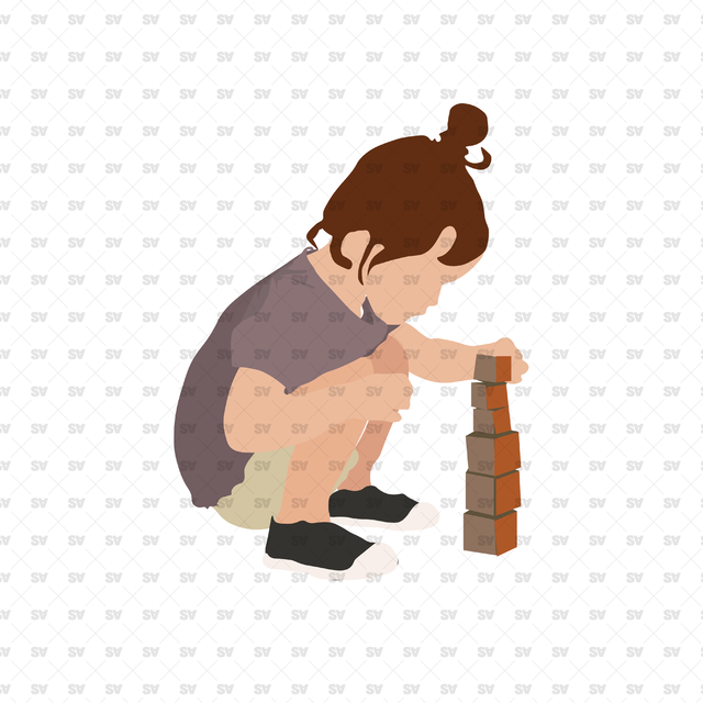 flat vector toddler playing