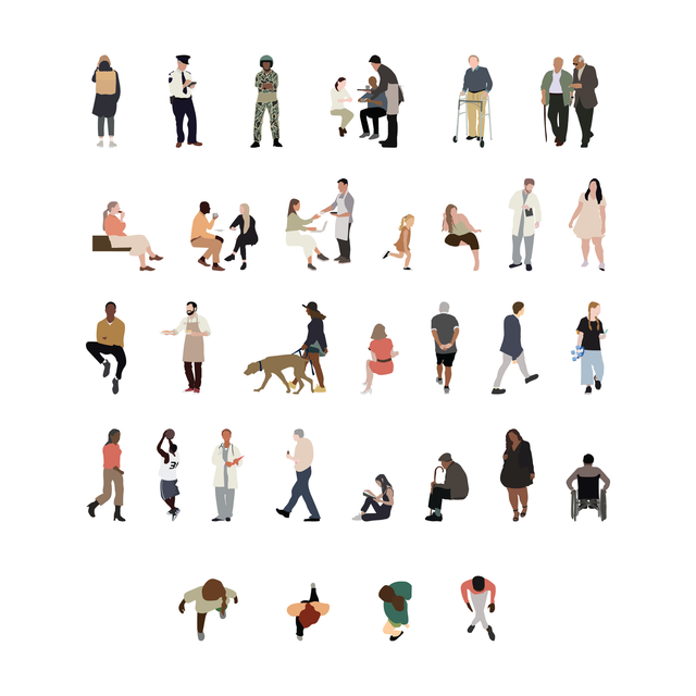 flat vector people architecture