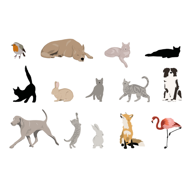 flat vector animals illustrations 