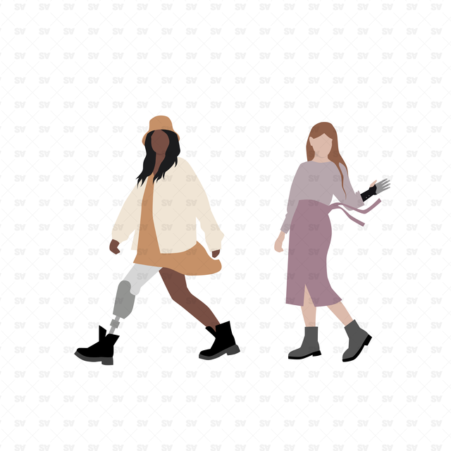 flat vector disabled people