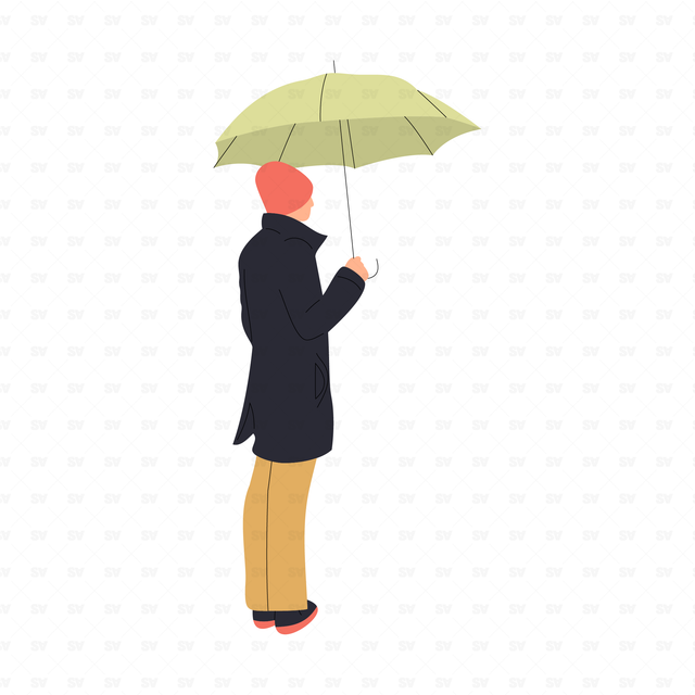 flat vector people illustrations man with umbrella