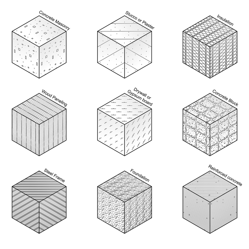 Section Drawing Pattern ArchiCAD Vector Fills - Wall Section Patterns – Studio Alternativi