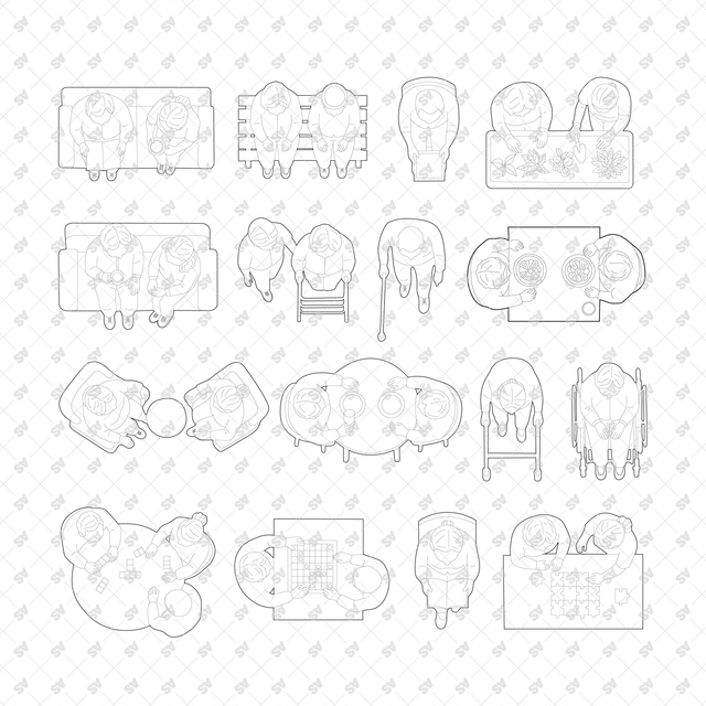 CAD, Vector, PNG Senior Living Characters Top View