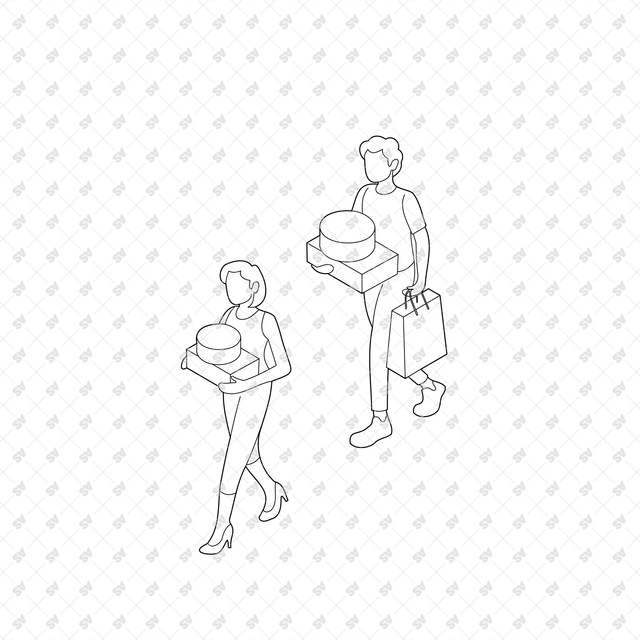 CAD, Vector, PNG Queues in Axonometric View