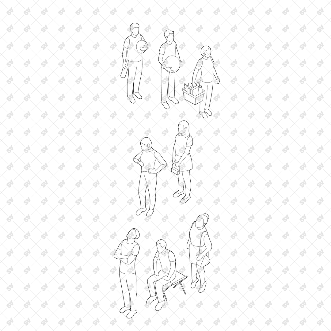 Queue Line Top View CAD, Vector, PNG Queues in Axonometric View – Studio Alternativi