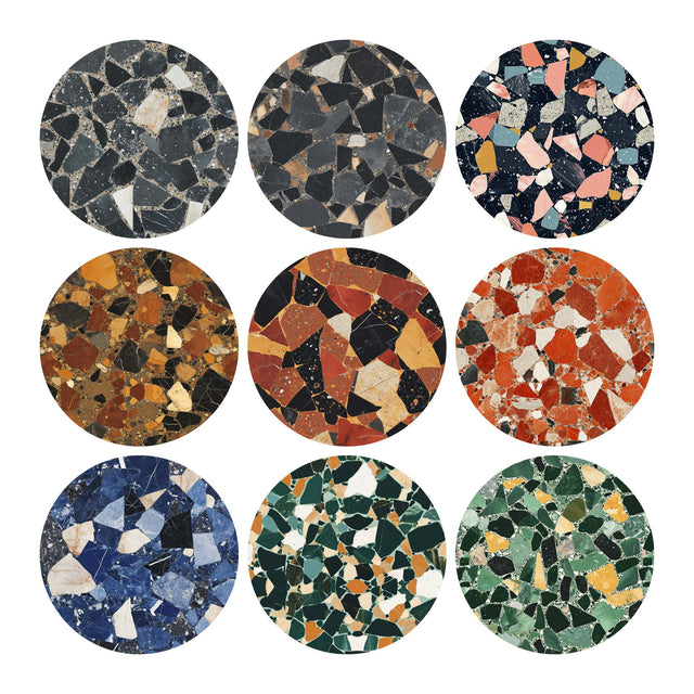 Illustrator Pattern Library - Raster Realistic Seamless Dark Terrazzo Textures