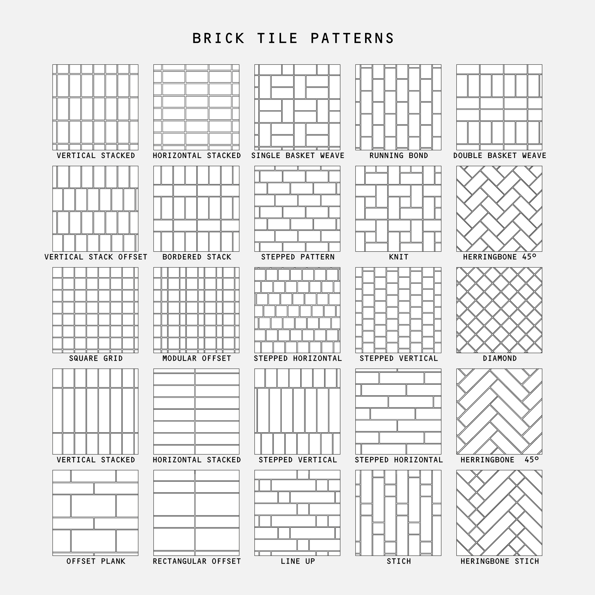 Illustrator Brick Tile Patterns Pack - 25 Vector Designs – Studio ...