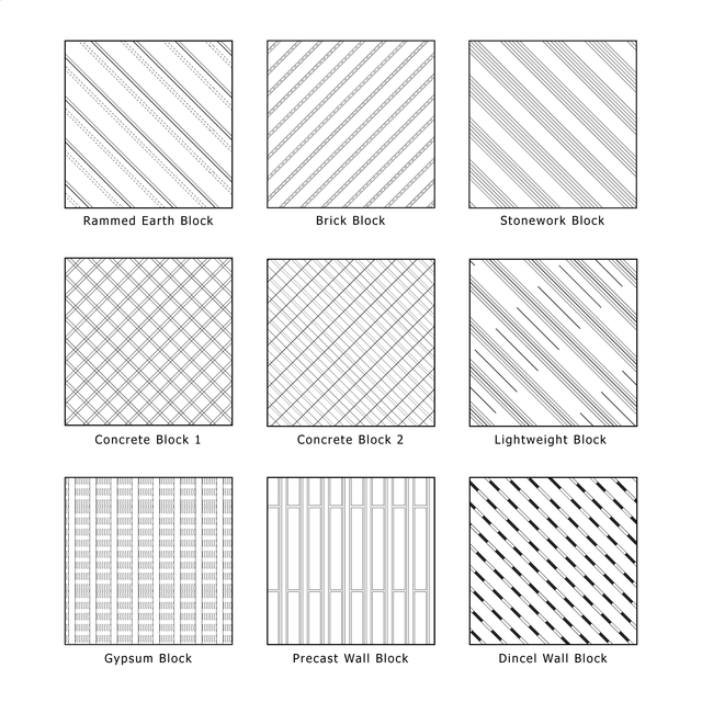 Illustrator Pattern Library - Wall Cross Section Patterns (Building blocks)