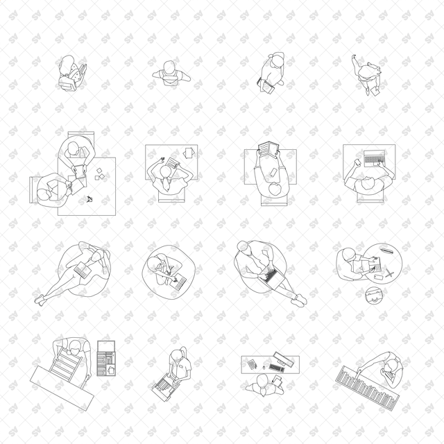 CAD, Vector, PNG Library Characters in Top View