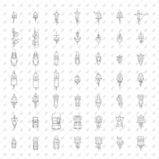 CAD, Vector, PNG Vehicles and Riders in Top View
