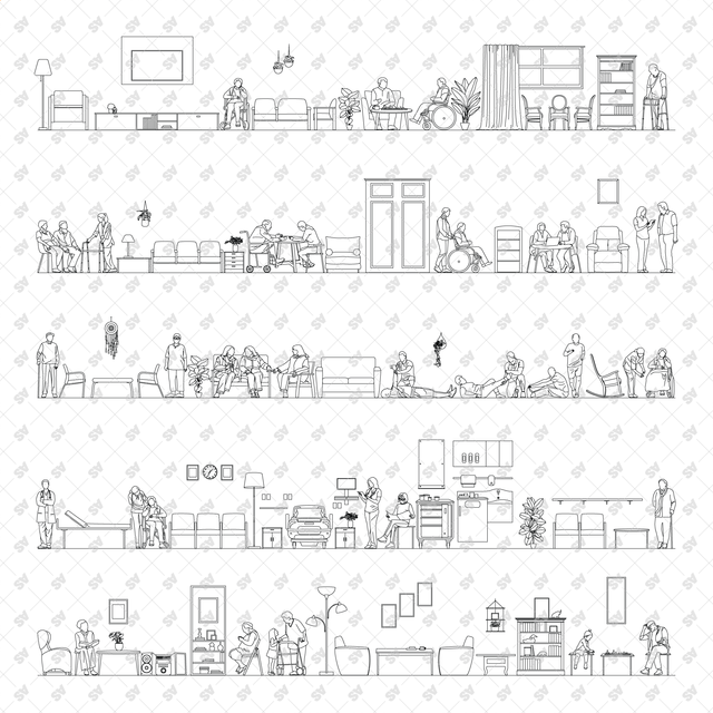 CAD, Vector, PNG Nursing Elderly Home Multi Pack (Front view and side view)