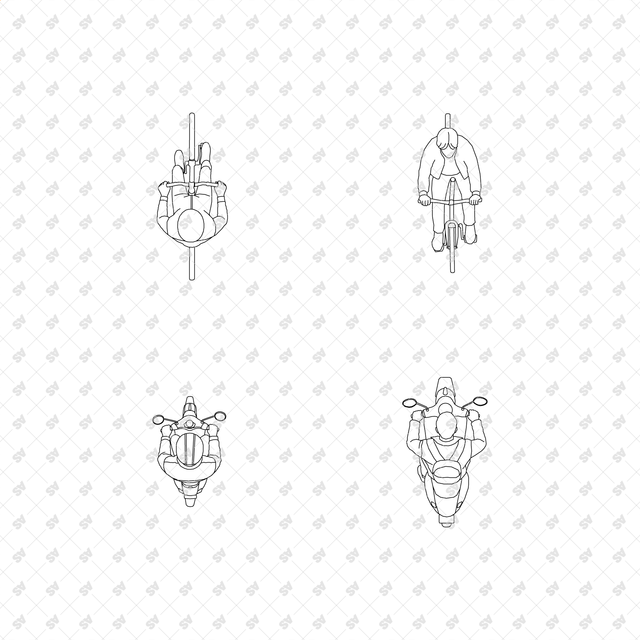 CAD, Vector, PNG Vehicles and Riders in Top View
