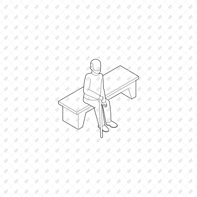 CAD, Vector, PNG Isometric Elderly People